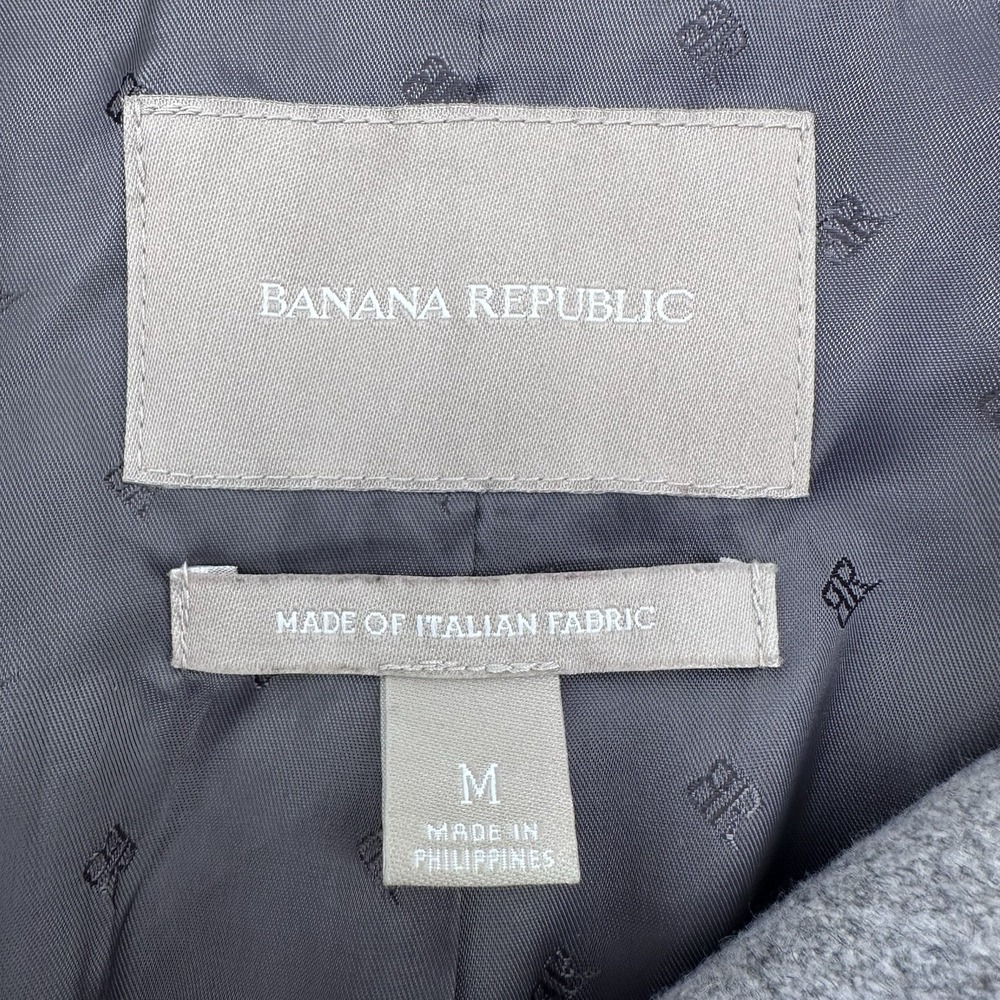 Banana Republic Italian Fabric Women's Medium Grey Bow Belt Wool Blend Coat - Picture 3 of 10